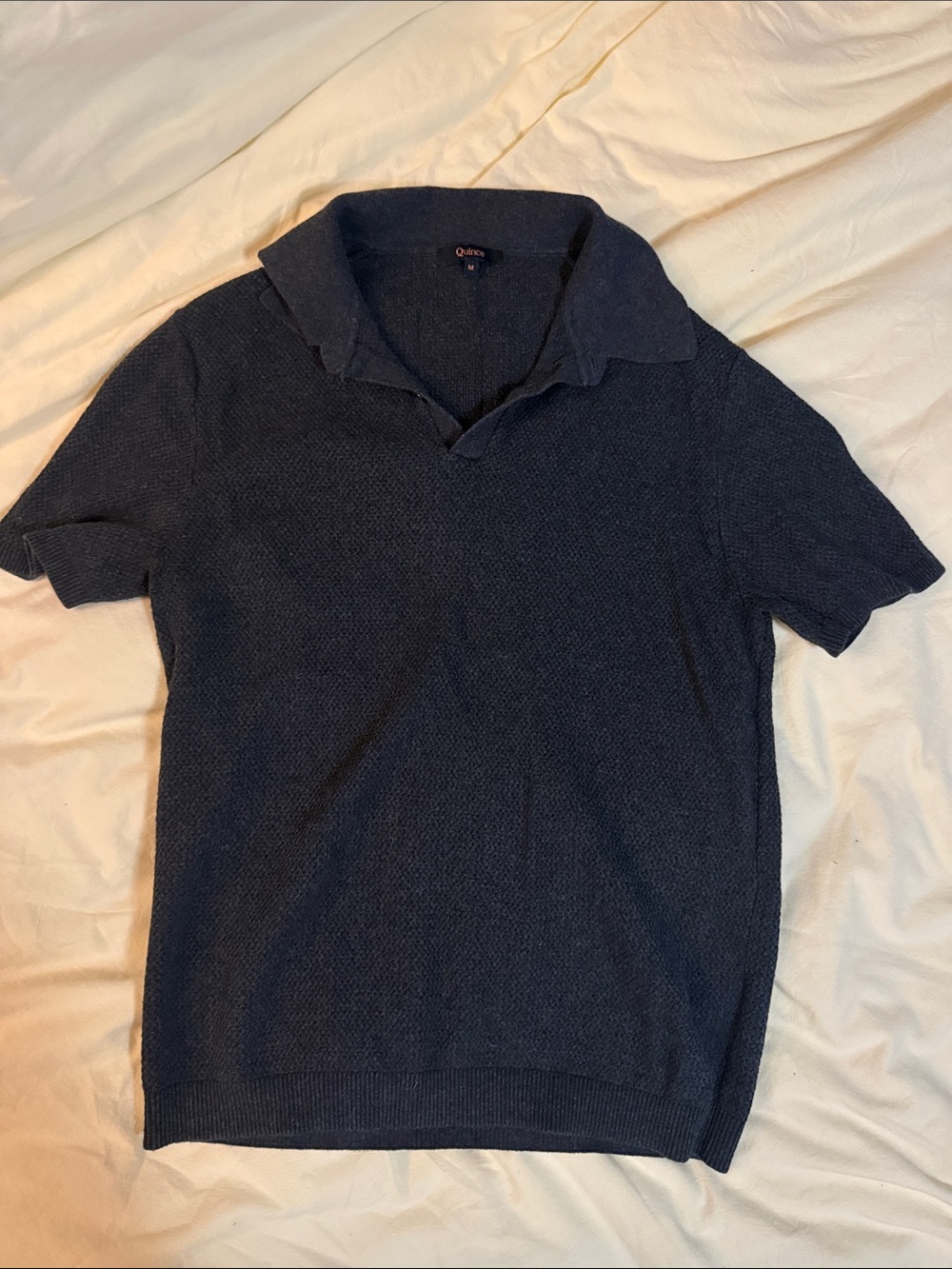 Quinn Navy Short-Sleeve Polo Knit